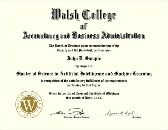 Walsh certificate Walsh certificate